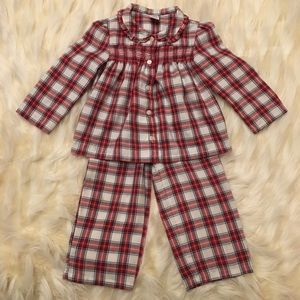 Janie & Jack Red Plaid Winter/Christmas Pajamas 2T